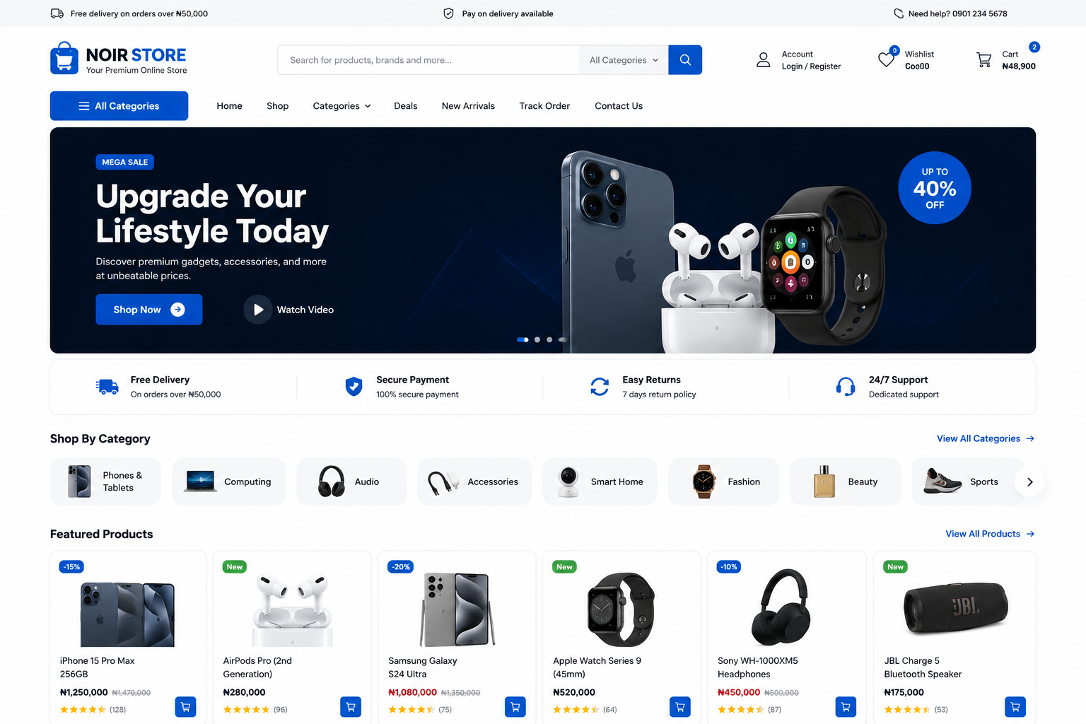 E-commerce website sample